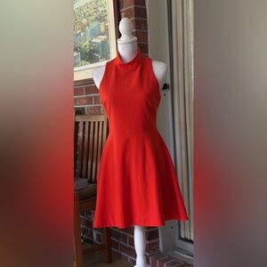 Elizabeth and James Orange/ Red color size 8 A- line dress, Sleeveless, Highneck